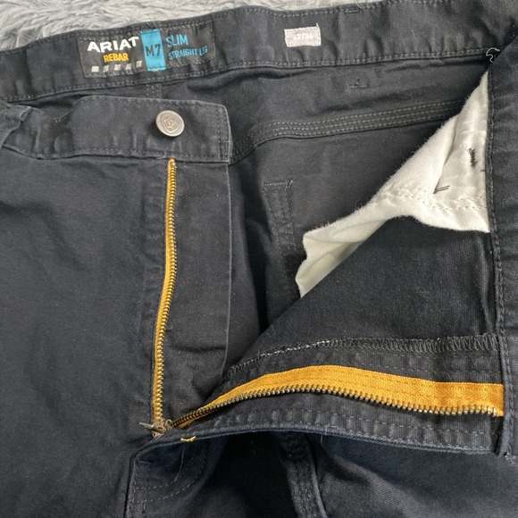 Ariat Rebar M7 Canvas Mens 42/36 Slim Straight Leg Black Work Pockets Denim Pant - Picture 9 of 9
